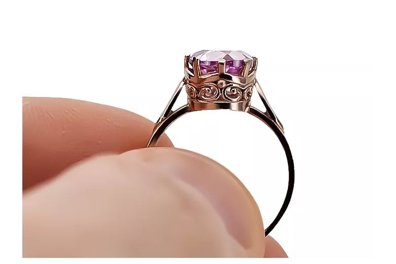 Кольцо Аметист Стерлинговое серебро с покрытием из розового золота Винтаж изделия vrc366rp